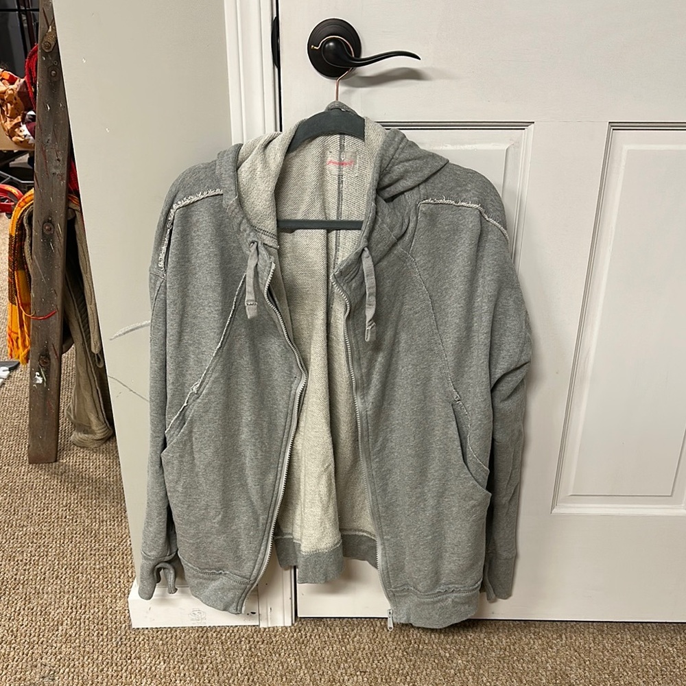 Free People Movement Gray Hooded Sweater with Lining